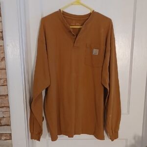 Carhartt Men's Brown Long Sleeve Shirt Size Large Tall